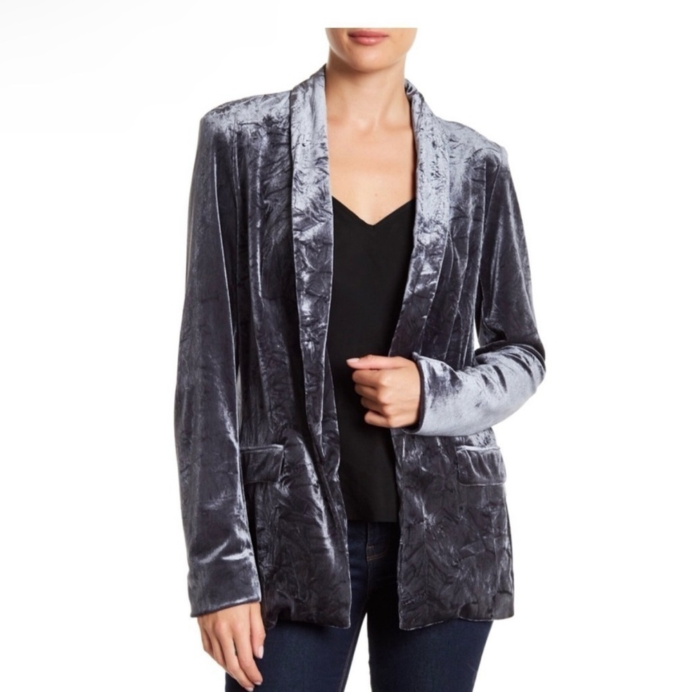 Ro & De Gray Crushed Velvet Open Front Blazer Womens Size S